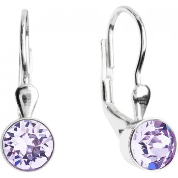 Náušnice Stříbrné náušnice visací s krystaly fialové kulaté 31112.3 violet