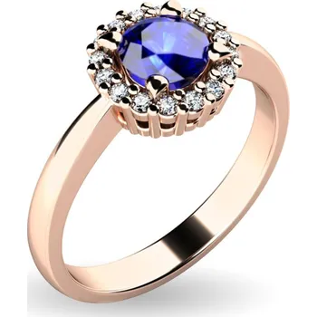 Oblečení a móda Dámský prsten přírodní diamant 0.50 ct G/SI safír a brilianty 10924-CV-SAF velikost 50