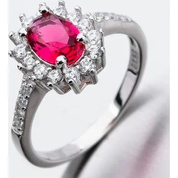 Prsten Dámský prsten stříbro 925 zirkon rubín GST-11266 velikost 56