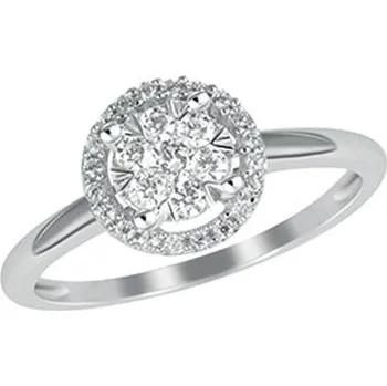 Prsten Dámský prsten bílé zlato 585/1000 přírodní diamant 0.240 ct s brilianty GKW54351 velikost 56