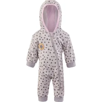 Dětský overall Little Angel Overal podšitý lem Outlast® - šedý melír bordó puntík Velikost oblečení: 68