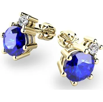 Náušnice Dámské náušnice žluté zlato 585/1000 přírodní diamant 1.50 ct G/SI s tanzanity a tanzanit 10858-ZL-TAN