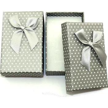 Dárková krabička Dárková krabička šedá s mašlí 8x5cm - na přívěsek, náušnice