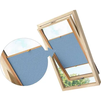 Roleta ZEBRA-SHOP Zatemňovací roleta PLISSÉ PRO STŘEŠNÍ OKNO / SV. MODRÁ / PM09 Značka okna: FAKRO, Typ-údaj ze štítku: 55/98, Barva profilů: borovice