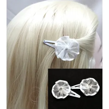 Dětské prolamovací sponky bílý kvítek (sada 2ks) PR17