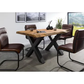 Jídelní stůl Jídelní stůl Palisandr 160x90x77 přírodní mořený / X-nohy antracit matný METALL 5