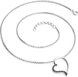 Dámský náhrdelník přírodní diamant 0.082 ct srdce s černé v bílém zlatě 10948-NH01-B-Black délka 40 cm