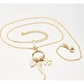 Oblečení a móda Dámský náhrdelník stříbro 925 zirkon zlacený s přívěsky N2100512-1905-SLX délka 45 cm