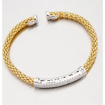 Oblečení a móda Dámský náramek stříbro 925 pevný se zirkony GLARG-4047 délka 17 cm