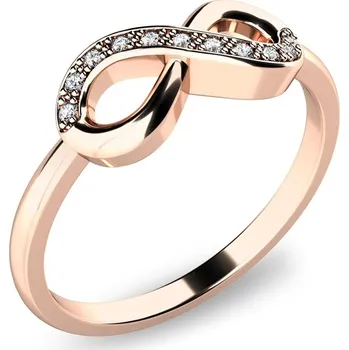Prsten Dámský prsten přírodní diamant 0.050 ct G/SI brilianty - infinity růžové zlato 140007CV-DIA velikost 46