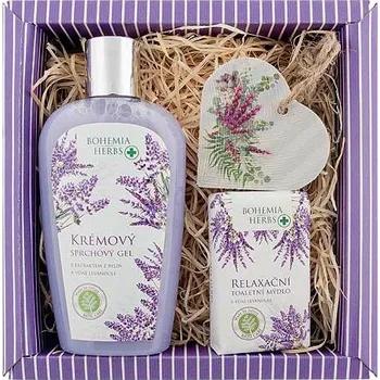 Kosmetická sada Bohemia Herbs Sada levandule – gel 250ml, mýdlo 100g a dřevěné srdce