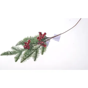 umělá květina Větvička 560mm umělé jehličí s bobulemi zelená