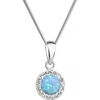 Náhrdelník Náhrdelník se syntetickým opálem a krystaly Preciosa sv.modrý kulatý 32083.1 lt.blue délka 45 cm