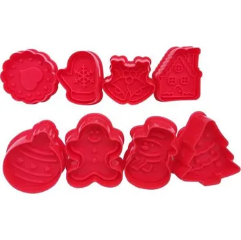 Kuchyňské náčiní Toro Vánoční plastová vykrajovátka s razítkem 5 x 5 cm 8 ks