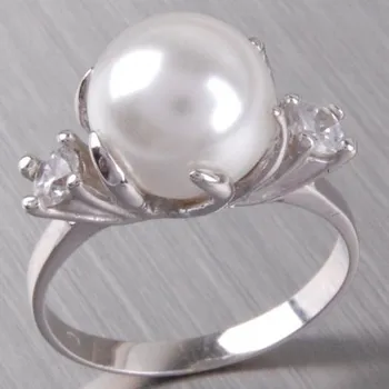Šperk Dámský prsten stříbro 925 perly a zirkony 6T1190B velikost 54
