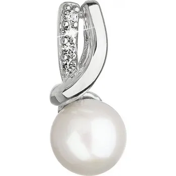 Oblečení a móda Zlatý 14 karátový přívěsek bílé zlato s říční perlou a zirkony 84PZ00006