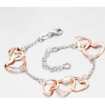 Náramek Dámský náramek stříbro 925 srdíčky B1500727-0331-SLX délka 17 cm