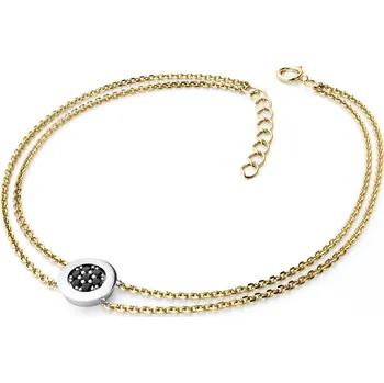 Náramek Dámský náramek přírodní diamant 0.084 ct černé 10902-NR02-ZLB-Black délka 17 cm