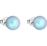 Stříbrné náušnice pecka se světle modrou matnou Swarovski perlou 31142.3