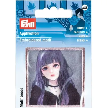 Nášivka PRYM Nášivka Anime dívka s fialovými vlasy, nažehlovací