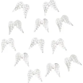 Vánoční dekorace Anděl Přerov Andělská dřevěná křídla s lepíkem bílá 12 ks 3 cm