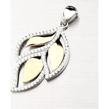 Přívěsek Dámský přívěsek stříbro 925 zirkon pozlacený lístky PKL-3111