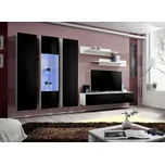 Asm Obývací stěna FLY C5, bílá matná/černý lesk