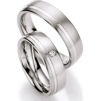 Prsten Snubní prsteny ocel přírodní diamant 0.045 ct ST123