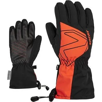 Dětské zimní rukavice Ziener Laval AS AW Jr black burnt orange - prstové s poutkem velikost rukavic 7 let (4,5)