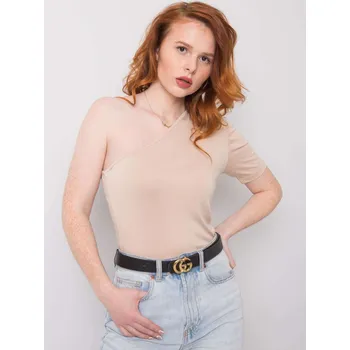 Dámská halenka Dámská RUE PARIS Světle béžová dámská halenka s jedním ramenem FPrice, L i523_2016102816768