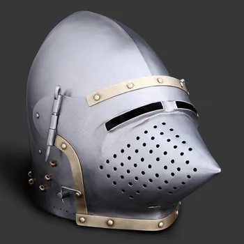 Replika zbraně Marshal Historical Rytířská helma šlap Psí nos, styl Churburg - 1,6mm ocel