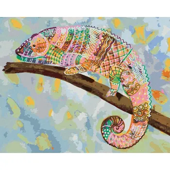 Diamondi Diamantové malování - PESTRÝ CHAMELEON Rozměr: 40x50 cm, Rámování: vypnuté plátno na rám