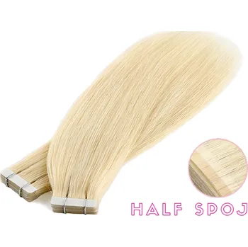 Příčesek Vlasové PU pásky HALF poloviční tape in na prodlužování vlasů 50cm 613 - nejsvětlejší blond