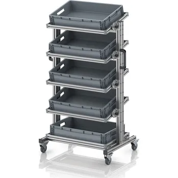 paleta Systémový přepravní vozík pro euro přepravku 60 x 40, výška 134 cm, sklopná 83,4 x 55 x 134,6 cm - materiál: Aluminium / Stahl / Kunststoff / MPX - EG SWN 134 6412