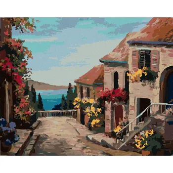 Diamondi Diamantové malování - DOMY BLÍZKO MOŘE Rozměr: 40x50 cm, Rámování: bez rámu a bez vypnutí plátna