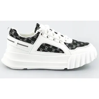 Dámské tenisky Bílo-černé dámské sportovní boty s ozdobným vzorem 1ICN95 Mix Feel, odstíny bílé XL (42) i392_20176-B