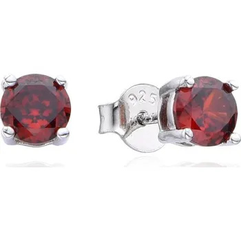 Náušnice Stříbrné náušnice s červenými zirkony 5mm