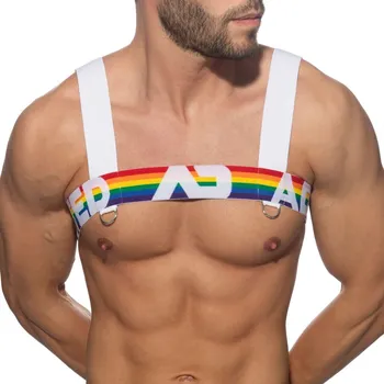 Pánské erotické prádlo Harness Addicted AD1111 Rainbow bílý M–L, elastický postroj pro muže