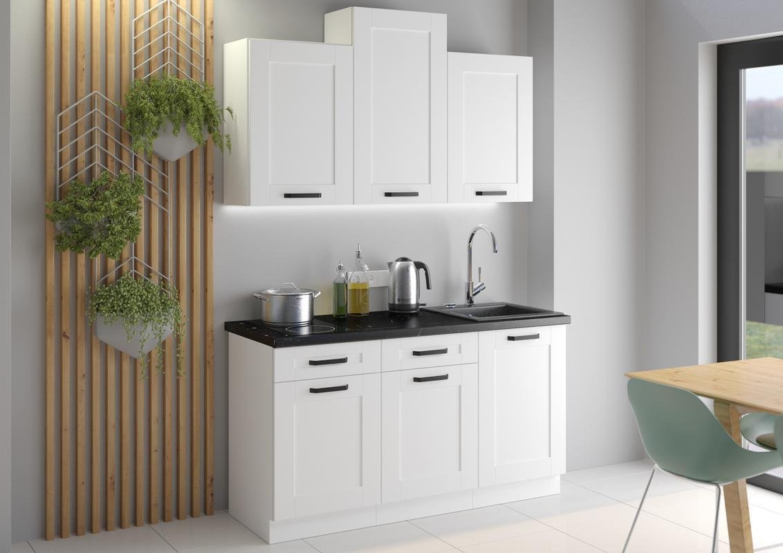 Kuchyňská linka LUNA bílá/bílá matná MDF, Sestava F, 150 cm