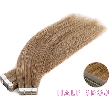 Příčesek Vlasové PU pásky HALF poloviční tape in na prodlužování vlasů 40cm 10A - popelavá blond