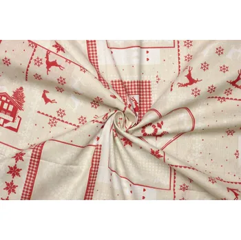Bavlněné plátno směsové - Vánoční vzor sob