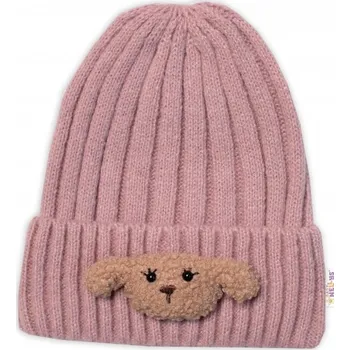 Módní doplněk Dětská zimní čepice Bear, Baby Nellys - pudrově růžová, vel. 48-54 cm, Velikost koj. oblečení 98-104 (2-4r)