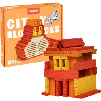 ostatní stavebnice Mideer CITY BLOCKS dřevěné stavební kostky hřejivé barvy 100 ks