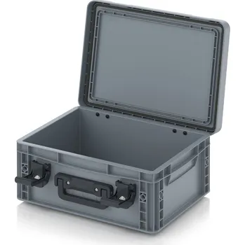 paleta Euro přepravka s víkem s panty Pro 41,1 x 32,8 x 18,6 cm, zavřená - Stříbrošedá - materiál: PP - EDP S 43/17 HG 1G