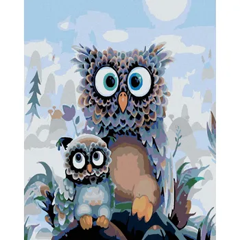 Hračka Diamondi Diamantové malování - SOVIČKY Rozměr: 40x50 cm, Rámování: vypnuté plátno na rám