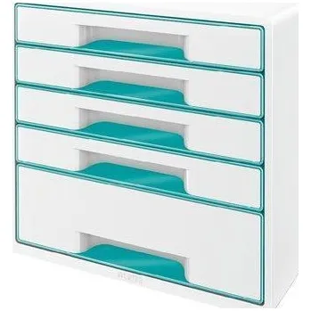 Archivační box Zásuvkový box "Wow Cube", bílá/ledově modrá, 5 zásuvek, LEITZ