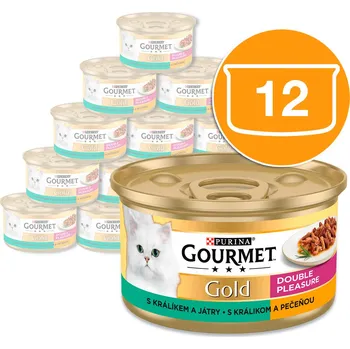 Gourmet Gold s králíkem a játry, grilovaní a dušené kousky 12 x 85g