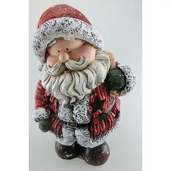 Vánoční dekorace Postavička Xecco 16506, Santa držící batoh, LED, polyresin, 22cm