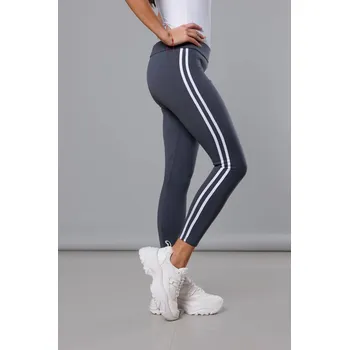 Dámské legíny Sportovní legíny s lampasy a kožíškovým vnitřkem v grafitové barvě od J.STYLE, odstíny šedé XL (42) i392_17553-53