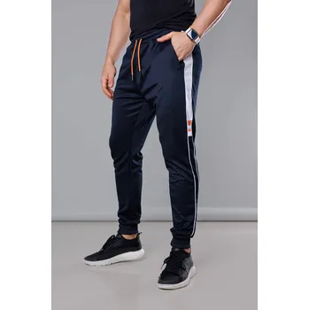 Granátové pánské tepláky s lampasem a stahovacími lemy od J.STYLE, odstíny modré M i392_21880-1